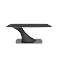 Sleek Modern Dining Table With Black Marble Tabletop And Unique Curved Base 3d model