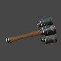 Two Silver Metal Hammers With Wooden Handle As Traditional Weapon