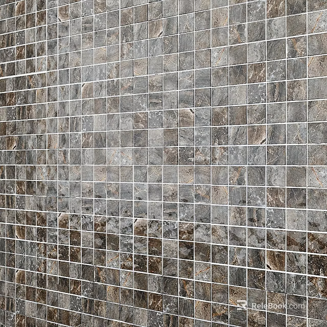 Gray Brown Mosaic Tile Wall Construction With Textured Design And Durable Material 3d model 