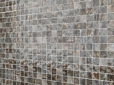 Gray Brown Mosaic Tile Wall Construction With Textured Design And Durable Material 3d model