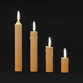 Lit Candle Lamps In Various Heights With Warm Flame Glow On Black Background