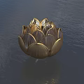 Crystal Lotus Shaped Activation Device With Golden Accents Floating On Water Surface