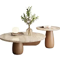 Middle ancient style coffee table marble coffee table wooden coffee table mother and son ornaments 3d model