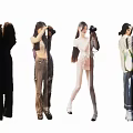 Group of Women Taking Photos with Cameras in Different Poses and Outfits