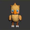 Cute Yellow Bird 3D Cartoon Character With Blue Eyes Orange Feathers And White Claws
