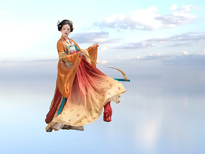 Ancient costume beauty Hanfu character 3d model