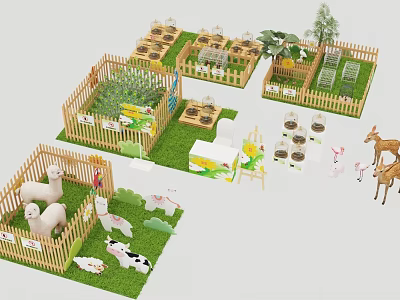 Modern Meichen Zoo Fence Meadow Meichen Activities 3d model