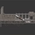 Industrial Platform Structure With Metal Frames Walkway Stairs And Circular Platform