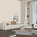 Cream style sofa-Ji combination 3d model