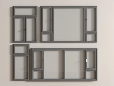 Modern Casement Windows With Grey Frames And Clear Glass Panel Designs 3d model