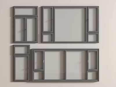 Modern Casement Windows With Grey Frames And Clear Glass Panel Designs 3d model Modern Casement Windows With Grey Frames And Clear Glass Panel Designs 3d model