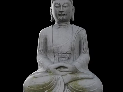 Ancient Architecture Stone Buddha Statue in Meditating Pose with Intricate Carvings 3d model