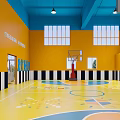 Vibrant Indoor Fitness Training Space With Colorful Blocks Green Turf And Large Windows