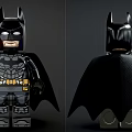 Detailed Lego Batman Building Blocks Minifigure With Facial Expression And Cape Texture