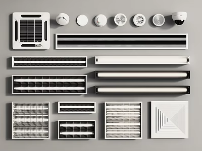 Various Grille Lights Types With Different Shapes Designs And Installation Styles 3d model