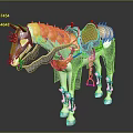 Ornate Decorative Horse Sculpture With Yellow Blue And Silver Artistic Details