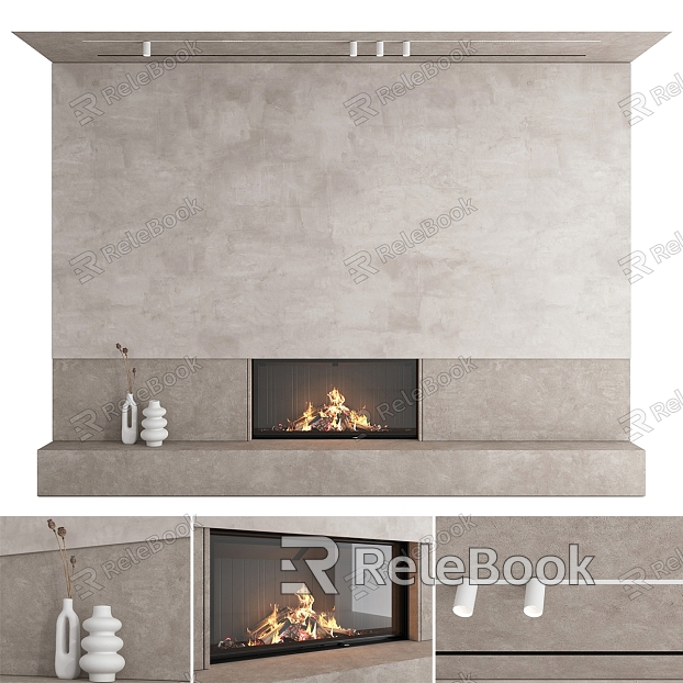 Modern fireplace background wall model