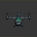 Modern Military Drone With Green Cockpit Canopy Gray Body Multiple Rotors And Yellow Accents