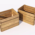 Two Open Wooden Crates With Slatted Structure For Storage And Decor 3d model