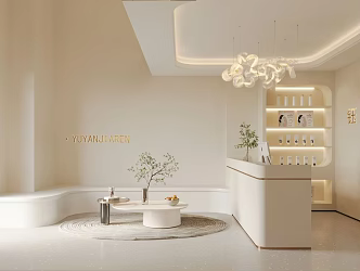 Modern cream beauty spa shop front desk cream beauty shop front desk 3d model