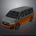 Modern Silver And Orange Passenger Van With Sleek Exterior And Shiny Finish