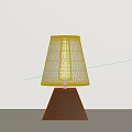 Modern Minimalist Table Lamp With Triangular Wooden Base And White Fabric Lampshade
