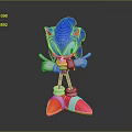 Blue Hedgehog Character Posing With Red Shoes White Gloves And Yellow Eyes