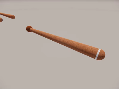 High Quality Wooden Baseball Bats With White Stripe For Sports Training 3d model