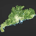 Terrain Shaped Wall Decor With Green Vegetation And Blue Water Elements On Dark Background