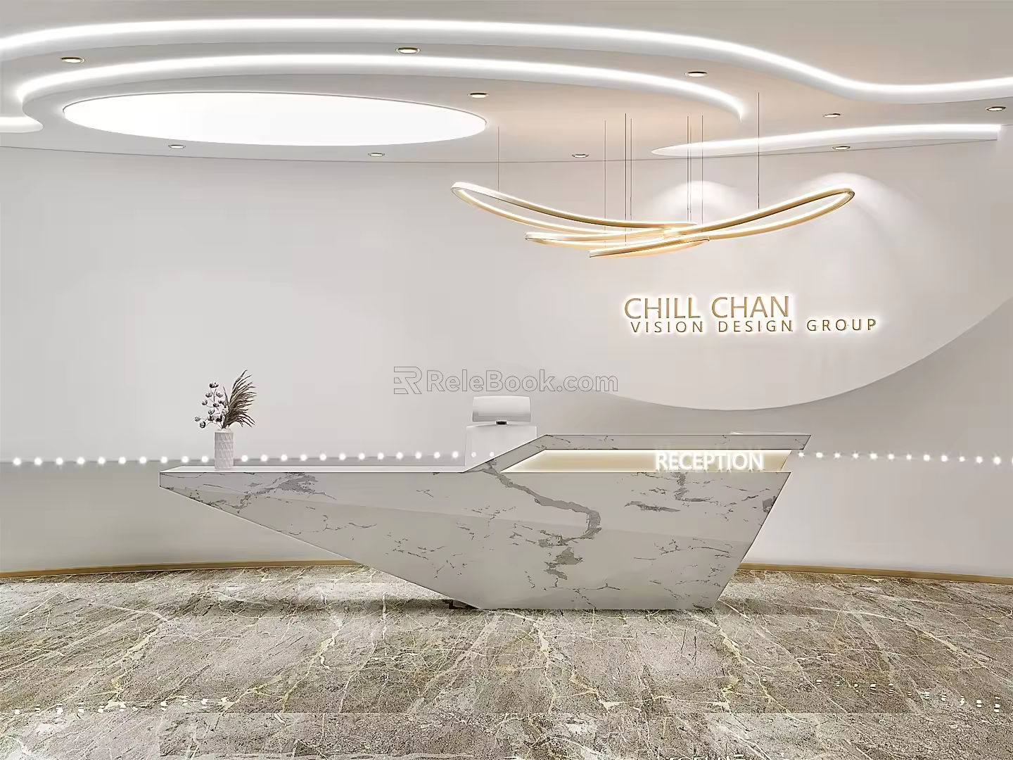 Modern reception desk 3d model