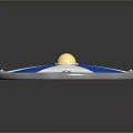 Classic Shield With Blue And White Stripes And Golden Sphere Center Design