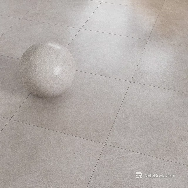 Light Gray Square Ceramic Floor Tiles With Decorative Sphere And Natural Texture 3d model 