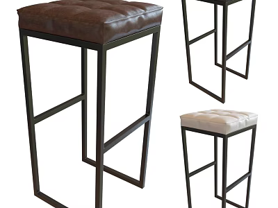 Modern Bar Stools With Metal Frame And Leather Padded Seats In Different Colors 3d model