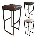 Industrial LOFT Bar Stool Leather Bar Chair 3d model