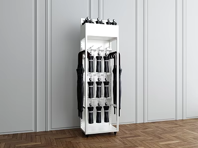 Practical White Standing Coat Rack with Multiple Hooks for Coats and Umbrellas 3d model