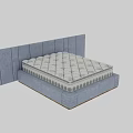 Modern Double Bed With Gray Headboard And Patterned Mattress Support Base 3d model