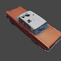 Red Vintage Classic Car With White Roof And Worn Exterior Design