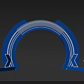 Blue Arched Event Doorway With Illuminated Lines And Decorative Arrow Elements 3d model