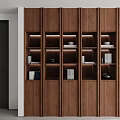 Modern Wooden Decorative Cabinet With Multiple Shelves Books And Decorative Items