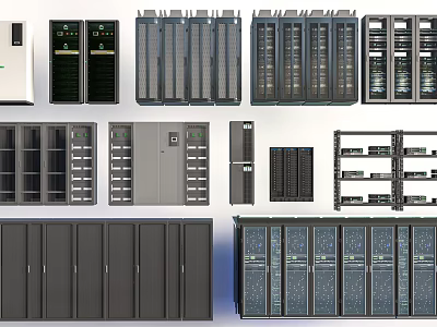 Server Racks And Data Center Equipment Including Network Cabinets And Storage Systems 3d model