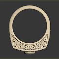 Beige Ornate Ring With Circular And Square Gemstones And Carved Patterns