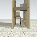 Modern Wooden Staircase With Vertical Panel Structure And Open Steps Design 3d model