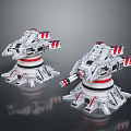 Future Tech Scenery Featuring Silver Red Mechanical Structures On Dark Reflective Background