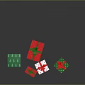 Multiple Vibrant Gift Boxes In Red Green White With Star Patterns And Red Ribbons