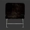 Brown Leather Leisure Chair With Tufted Backrest And Silver Metal Frame