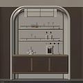 Elegant Modern Wine Cabinet With Arched Design Multi Layer Shelves Wine Glasses And Coffee Machine