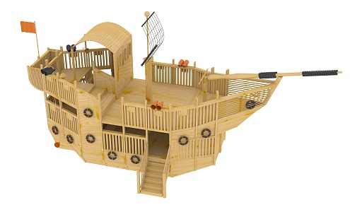 Modern Pirate Ship Wooden Pirate Ship 3d model