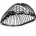 Modern Black Metal Dome Shaped Chandelier with Decorative White Beads and Intricate Frame Design