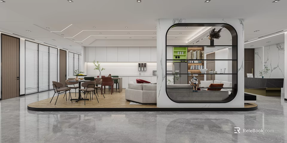 Modern Cozy Living Area With Comfortable Sofa Coffee Table And Soft Lighting 3d model