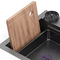 Stainless Steel Kitchen Sink With Double Bowl Wooden Cutting Board And Faucet Drainage Rack